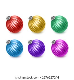 Set of colorful christmas balls, realistic balls isolated on white background, vector eps 10 illustration