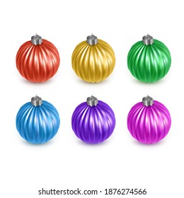 Set of colorful christmas balls, realistic balls isolated on white background, vector format
