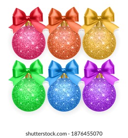 Set of colorful christmas balls, realistic balls isolated on white background, vector eps 10 illustration