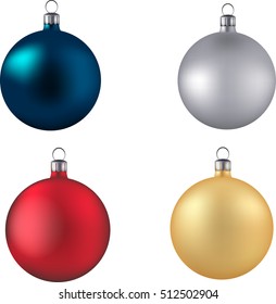 Set of colorful christmas balls. Realistic vector
