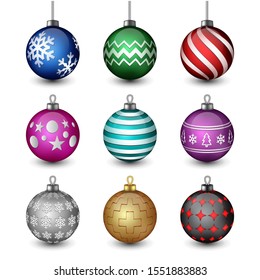 Set of colorful christmas balls vector illustration