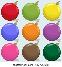 Set of colorful Christmas balls. Vector illustration.