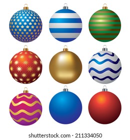 Set of colorful christmas balls. Vector illustration