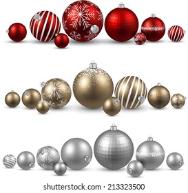 Set of colorful christmas balls. Vector illustration.  