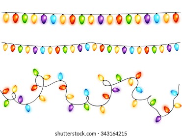 Set Of Colorful Christmas Bulbs Garlands