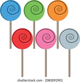 A set of colorful Christmas candy. Illustrations for the New Year holidays. Vector illustration.