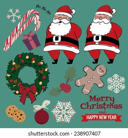 Set of colorful christmas decorations