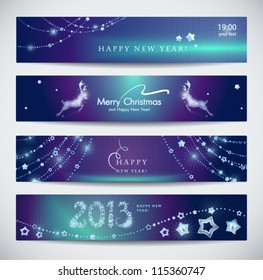 Set of colorful Christmas, New Year banners.