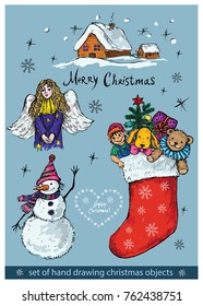Set of colorful christmas objects
