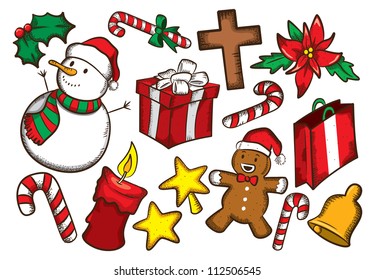 Set of colorful christmas stuff