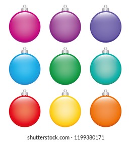 set of colorful Christmas tree balls on white background vector illustration EPS10