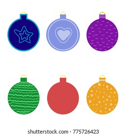 Set of colorful Christmas tree balls as decoration elements on a white background - Eps10 vector graphics and illustration