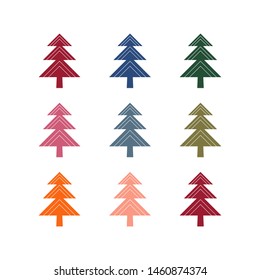 set of colorful Christmas trees, modern flat design. Can be used for printed materials leaflets, posters, business cards or for web.