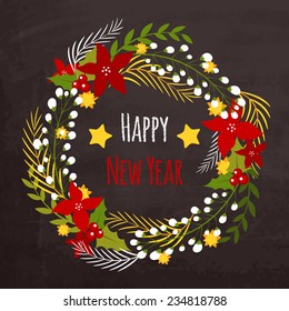 Set of colorful Christmas wreaths . Vector illustration