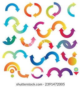 Set of colorful circle arrows