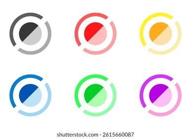 A set of colorful circle bullet points.
