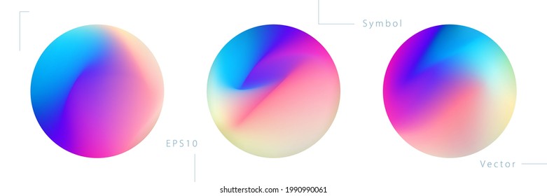 Set of Colorful Circle Graphic Elements on White Background. Abstract Vector Symbols.