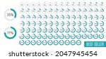 Set of colorful circle percentage diagrams for infographics, 0 5 10 15 20 25 30 35 40 45 50 55 60 65 70 75 80 85 90 95 100 percent. Vector illustration