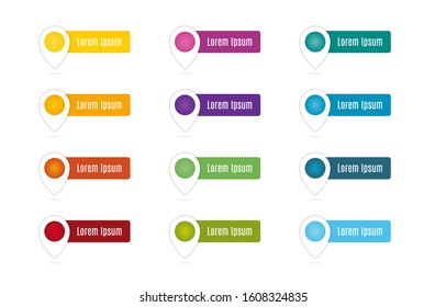 Set of colorful circle pointers with an inscription