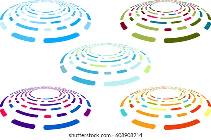 Set of colorful circles in perspective