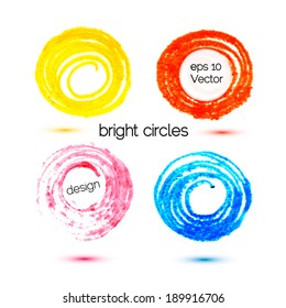  Set of colorful circles spot, hand drawn. isolated on white background.Vector illustration.
