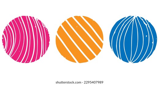 Set of colorful circles with texture and cutouts. Element for design	

