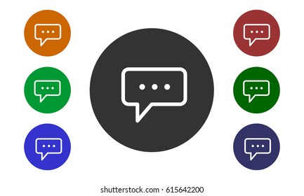 Set of colorful circular icons, comments on websites and forums and in e-shop with a button and a picture bubbles isolated on white background - vector