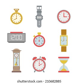 set of colorful clock icons
