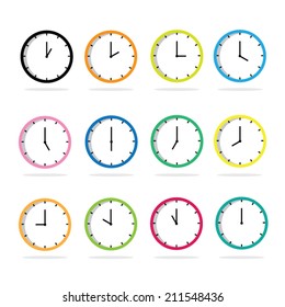 Set of colorful clocks icon. Vector illustration eps10.
