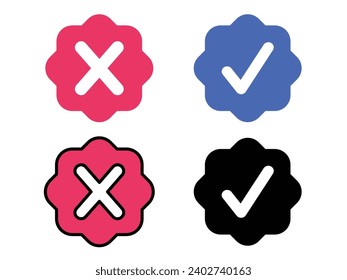 Set of colorful close and checkmark vector illustration