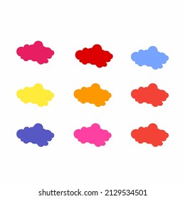 Set of colorful cloud badges icon. Cloud stickers for price, promo, quality, sale tags. Vector graphic design.