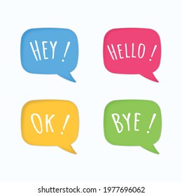 Set of colorful cloud talk speech bubble