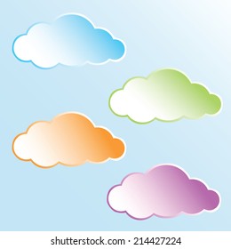 Set of colorful clouds buttons for website or app. Vector eps10.