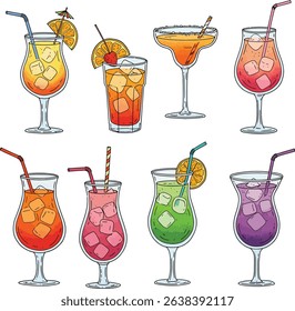 set of Colorful Cocktail Assortment