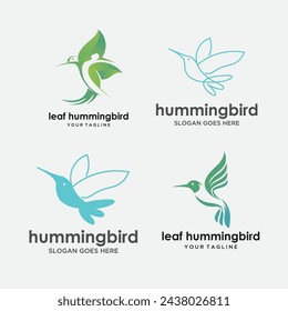 set Colorful Colibri logo. Hummingbirds