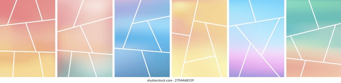 Set of colorful collage comic baground. Blank social media templates Image. Empty page frame for comic book, flyers, banners, photo collage, poster. Vector illustration pop art.
