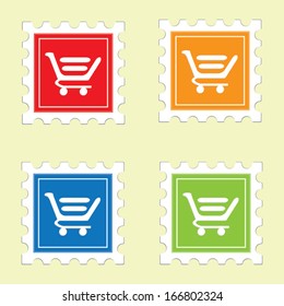 Set colorful collection of vector shopping cart icons 