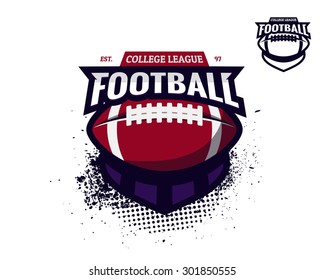 Set Of Colorful College American Football Logo Labels With Bonus Black And White Version. Vector Abstract Illustration.