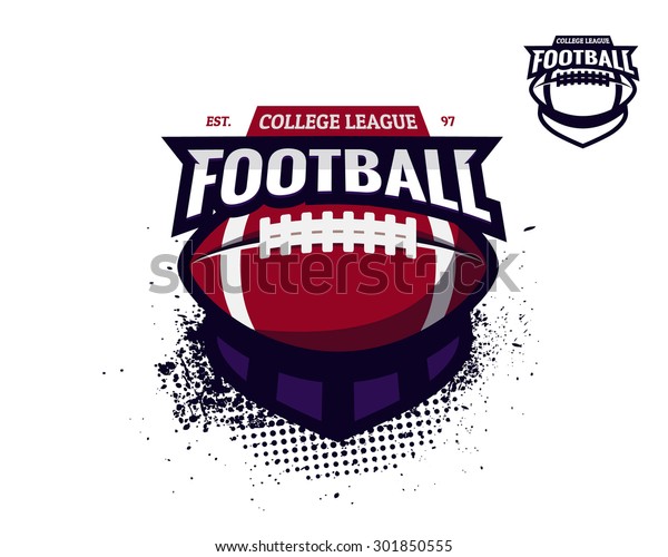 Set of\
colorful college american football logo labels with bonus black and\
white version. Vector abstract\
illustration.