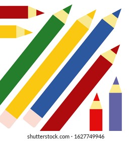 Set of Colorful Colored Pencils or Crayons with Brush Strokes Background in Back to School Title.
