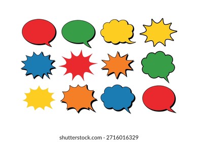 Conjunto de colorido del discurso del cómic y del pensamiento Burbujas Arte Pop Explotar y chatear Colección de Vector de globo