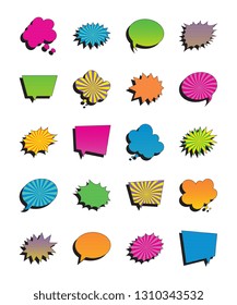 set of colorful comic speach bubbles with flat shadows. vintage pop art dialog elements easy to edit and customize. eps 10