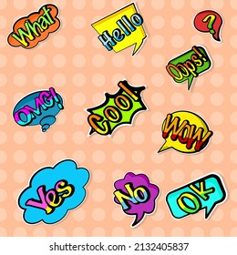 Set of colorful comic speech bubbles. Speech bubble, pop art style text frames. Comic bubble speech, word comic cartoon, expression
