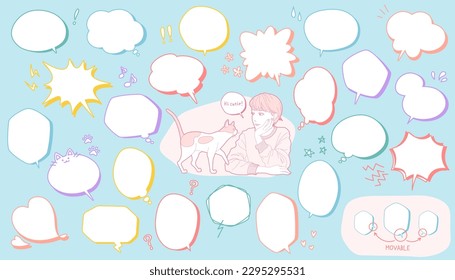 Set of colorful comic speech bubbles in hand drawn and pop art style. Vector illustration of talk and thought balloons.