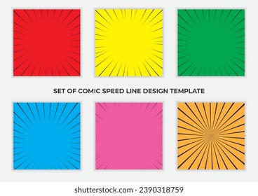 conjunto de plantillas de diseño de línea de velocidad de cómic coloridas