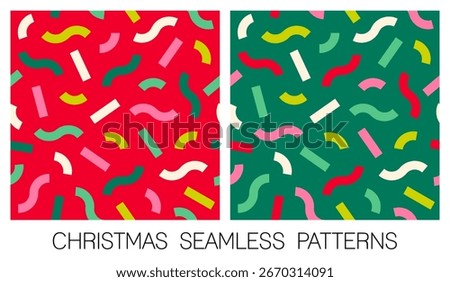 Set of colorful confetti seamless pattern design for christmas and new year celebration.