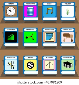 Set of colorful course book icon. Vector education concept design.