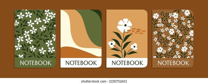Set colorful cover for notebook with hand drawn flowers.children s books, brochures, templates for school diaries.abstract background