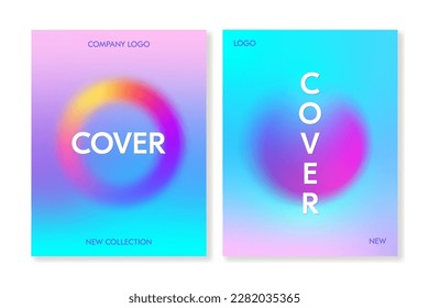 Set of colorful cover templates with blurred gradient circles. For brochures, booklets, banners, branding, posters, social media and other projects. Just add your text.