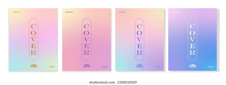 Set of colorful cover templates with gradient backgrounds. For brochures, catalogs, flyers, branding, business cards, social media and other projects. Just add your title and description.